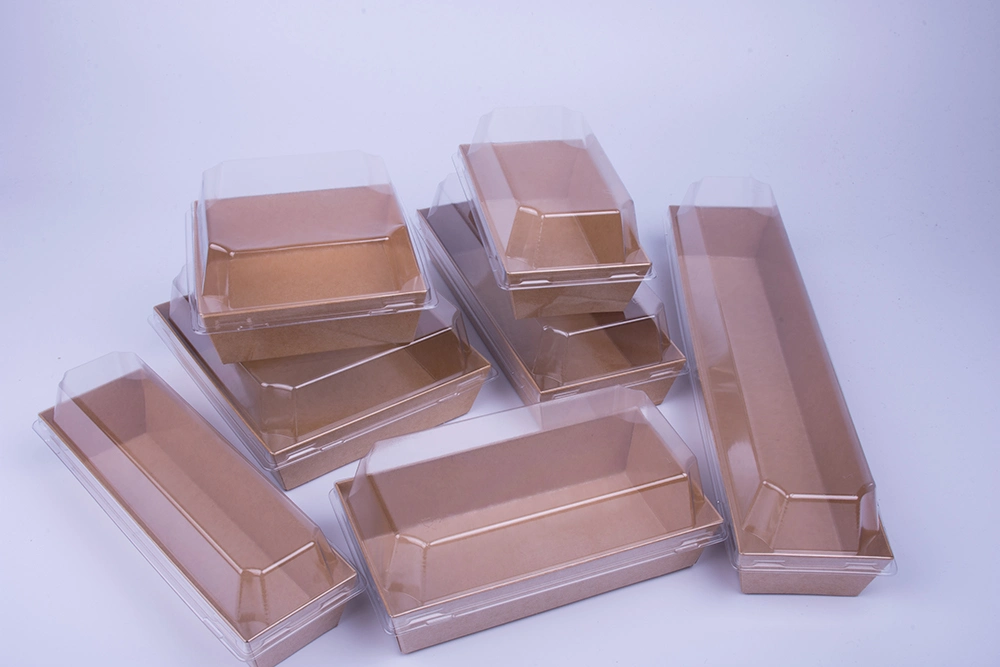 Eco-Friendly Disposable  Kraft  Paper  Food Tray  with  Pet  Lid