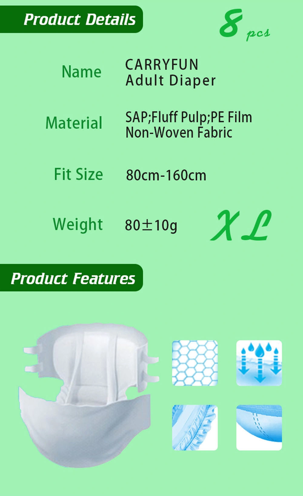 Super Absorbent Packed  Adult  Diapers  for Bulk Purchase