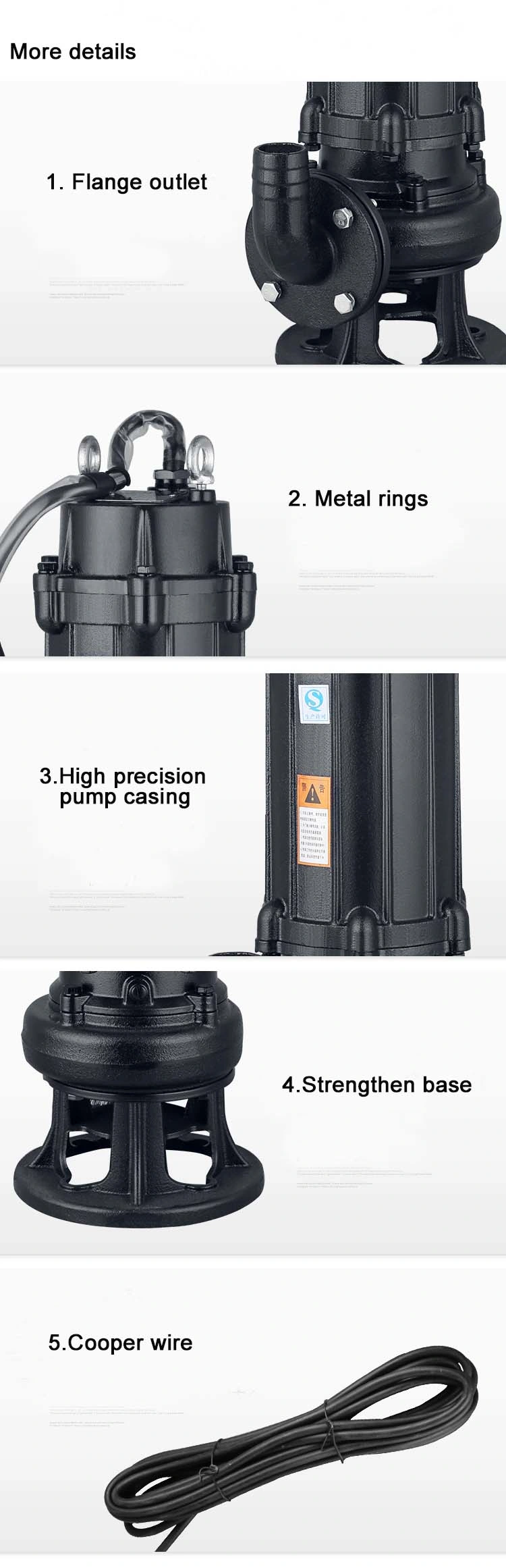 Drainage Irrigation Electric Centrifugal Sewage Submersible Pumps Borehole Well Dirty Waste Water Pump Factory