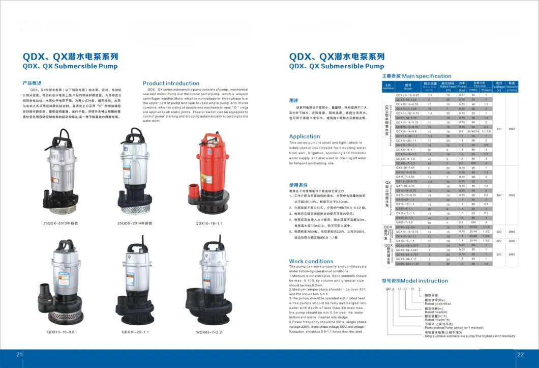 Qdx Clean Water Submersible Pump (QDX10-16-0.75)
