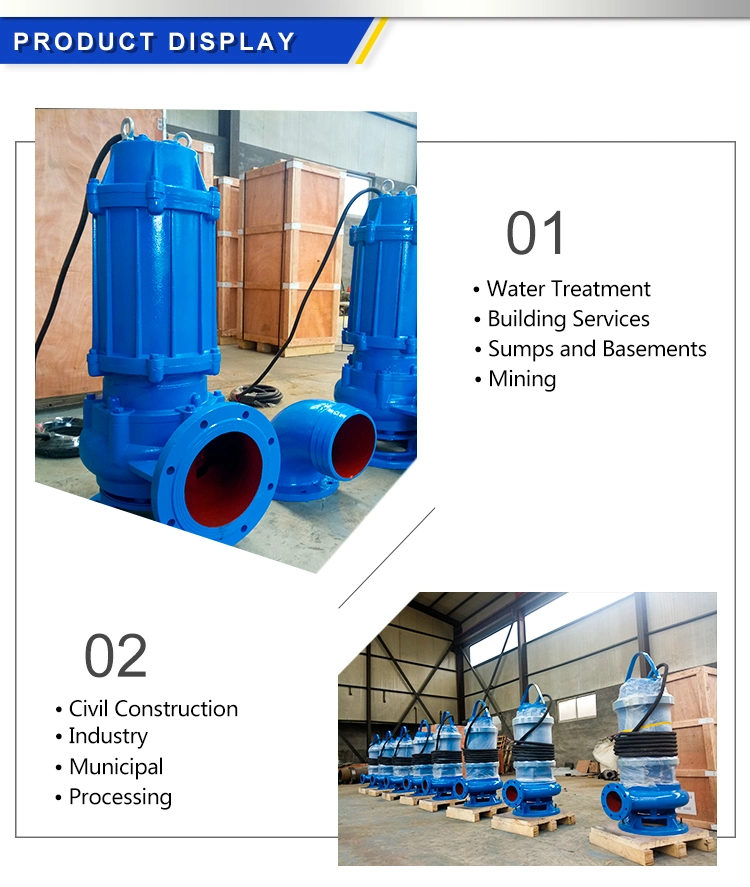 Wq Series Submersible Sewage Pump, Centrifugal Pump, Non Clog Submersible Dirty Water Pump