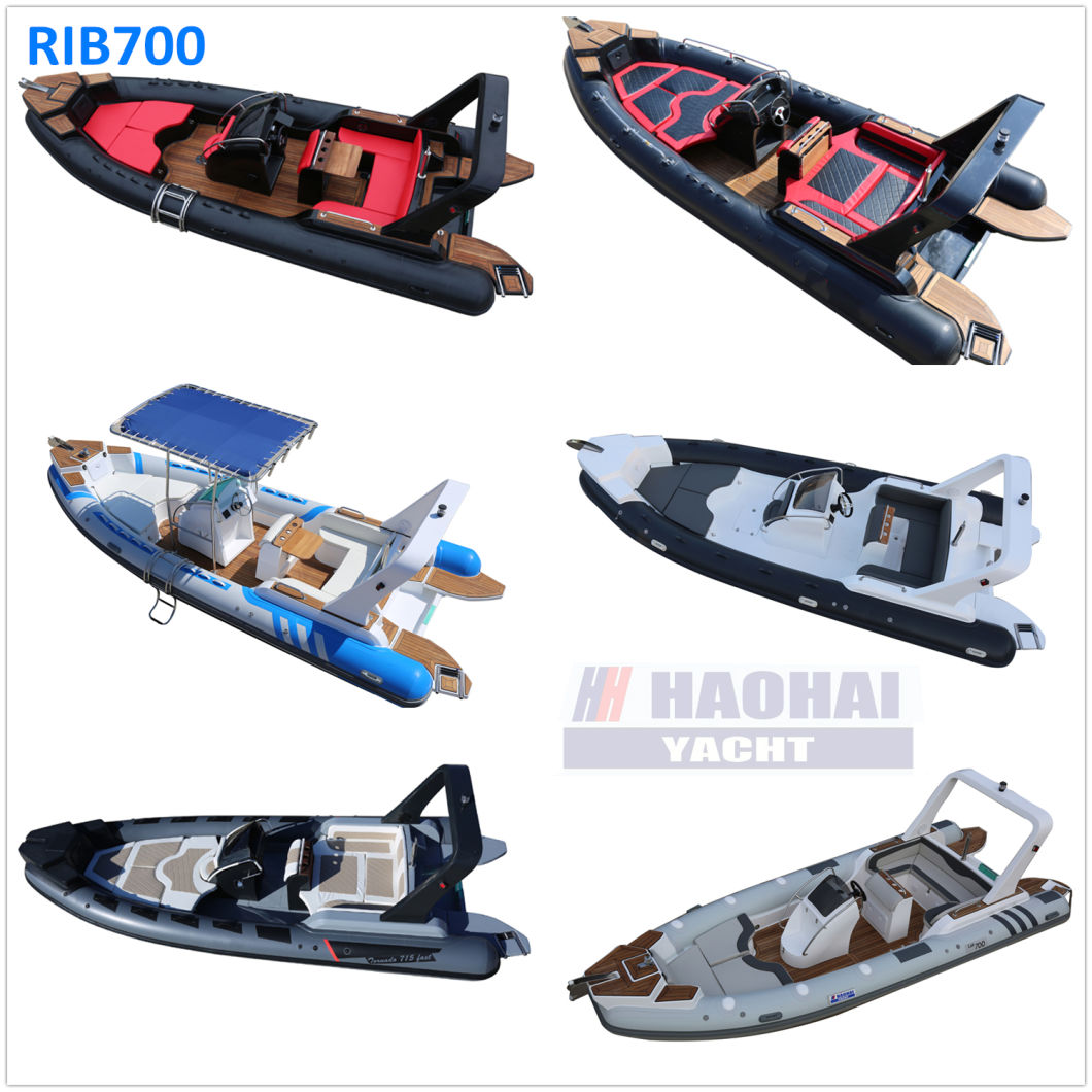 23feet 7m Fiberglass Hull Inflatable Boat Rigid Boat Rib Boat Fishing Boat Hypalon Boat Orca Boat PVC Boat Speed Boat Luxury China Boat Leisure Boat