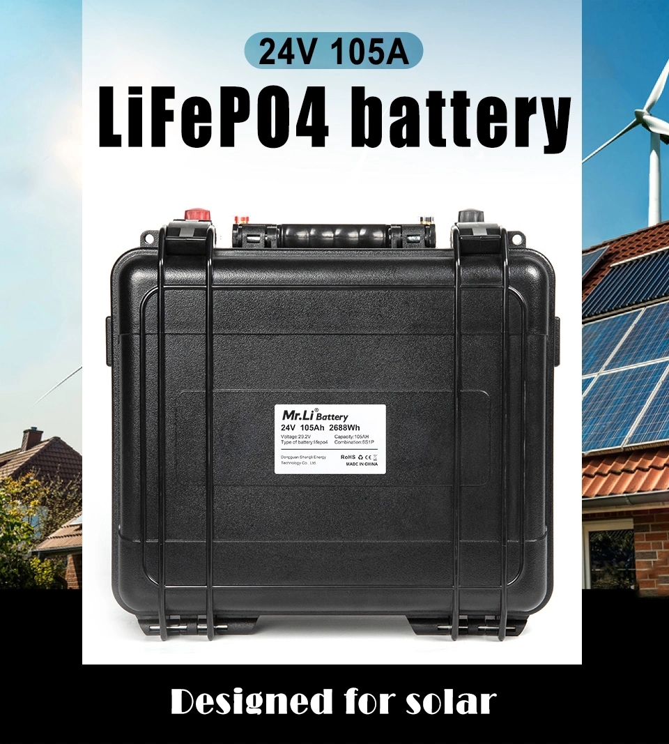 24V 105A Boats Battery LiFePO4 Lithium Battery for Boats/EV/RV/Trolly