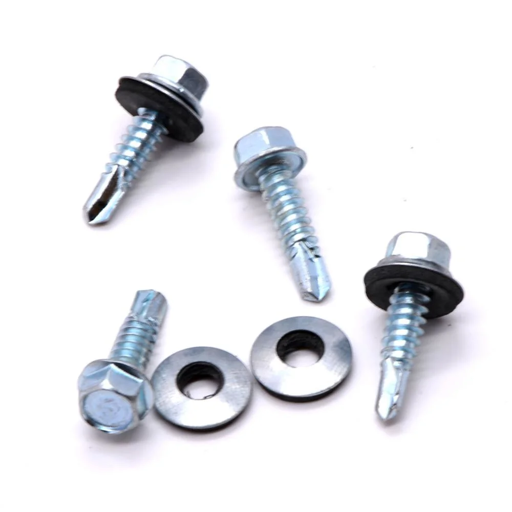 Building Roofing Tek Screws with Rubber Washers Tornillos Hexagonal Hex Head Self Drilling Screws with EPDM