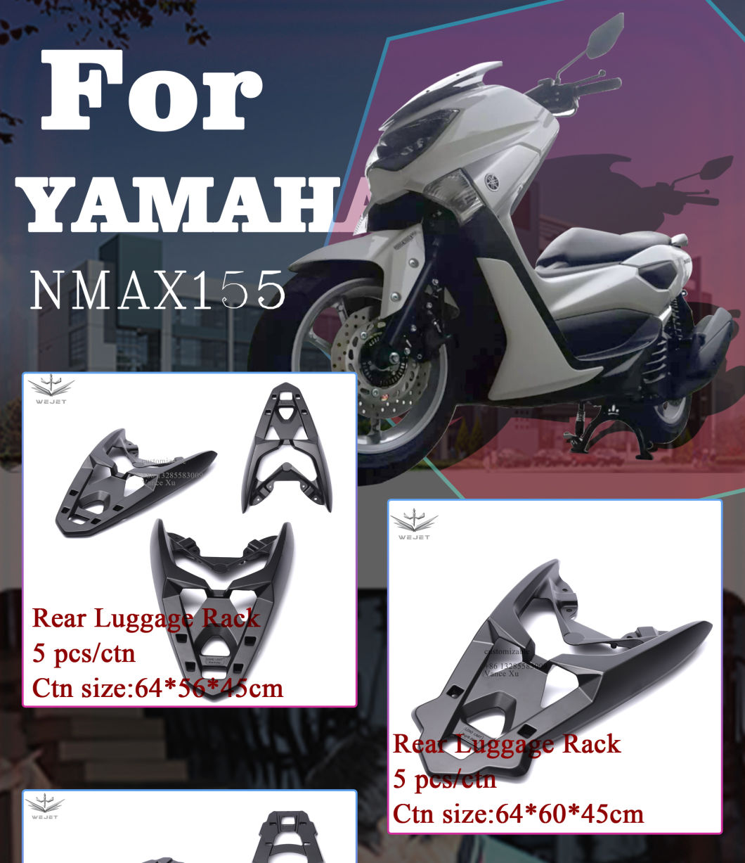 OEM Motorcycle Rear Fender Parts Factory Supply Motorcycle Mudguard Plastic Extention Fender for YAMAHA Nmax 2020