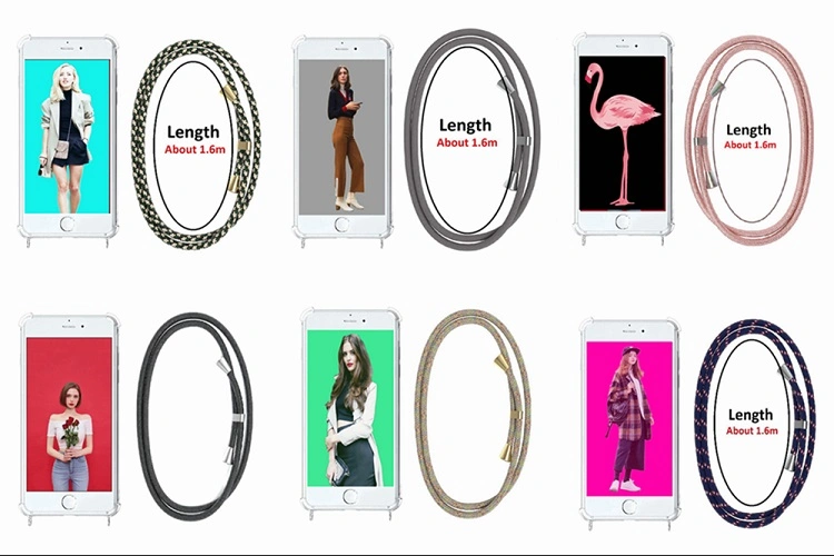 Hot Sales Clear Phone Case with Bumpers, Mobile Case with Neck Strap, Necklace Phone Case with Bumpers, Cell Phone Case with Cord
