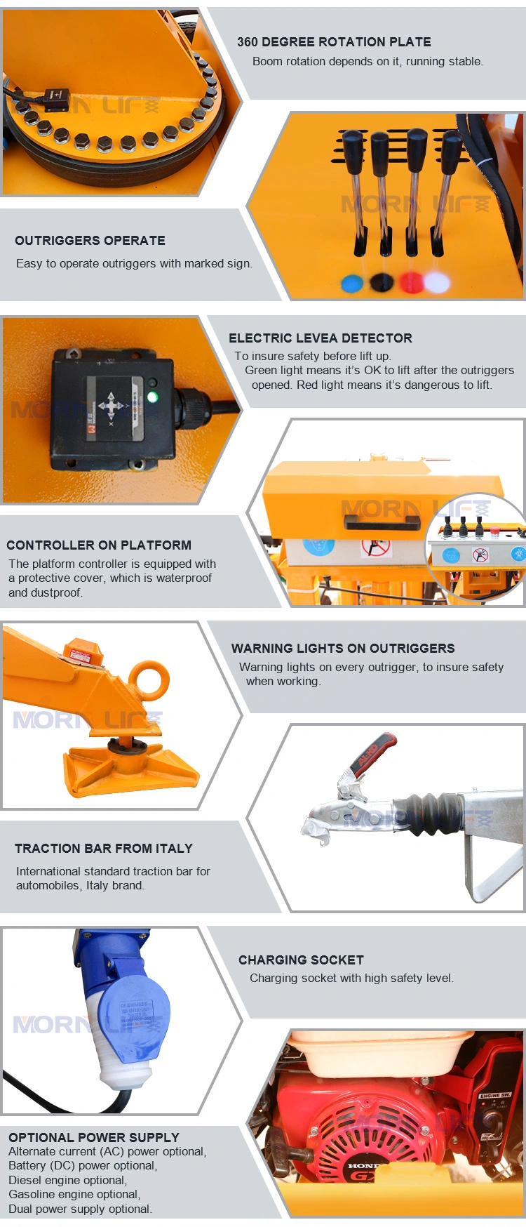 14m Trailer Mounted Tow-Behind Articulated Armlift Sky Aerial Working Boom Lift for Sale