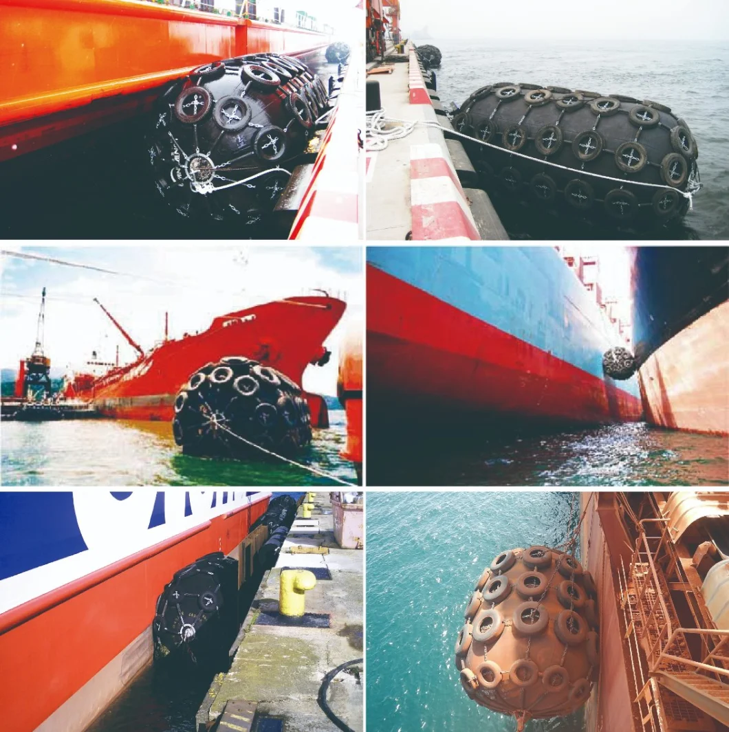Nan Hai Professional Floating Rubber Pneumatic Fenders on Vessel Boat Rubber with Chain and Tyre