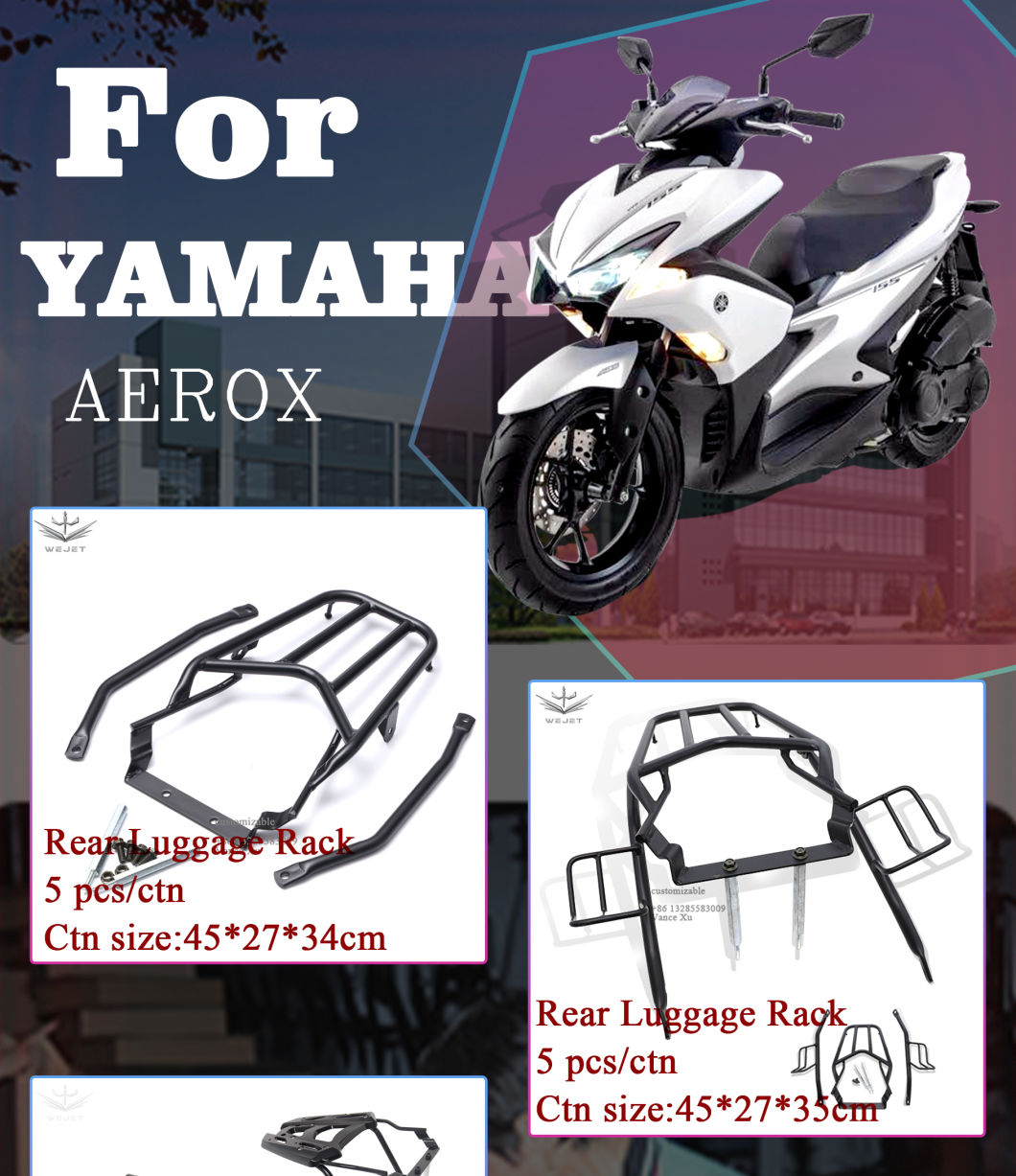 Wholesale Motorcycle Parts Rear Fender Factory Supply Plastic Extention Fender Motorcycle Mudguard for YAMAHA Aerox