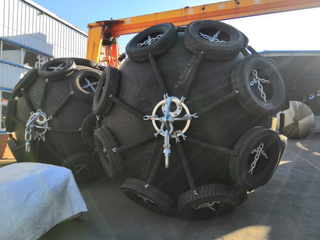 Pneumatic Rubber Marine Fender with Galvanized Chain and Tire Made in China