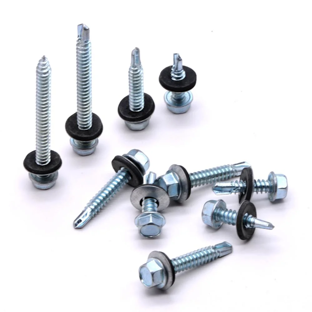 Building Roofing Tek Screws with Rubber Washers Tornillos Hexagonal Hex Head Self Drilling Screws with EPDM