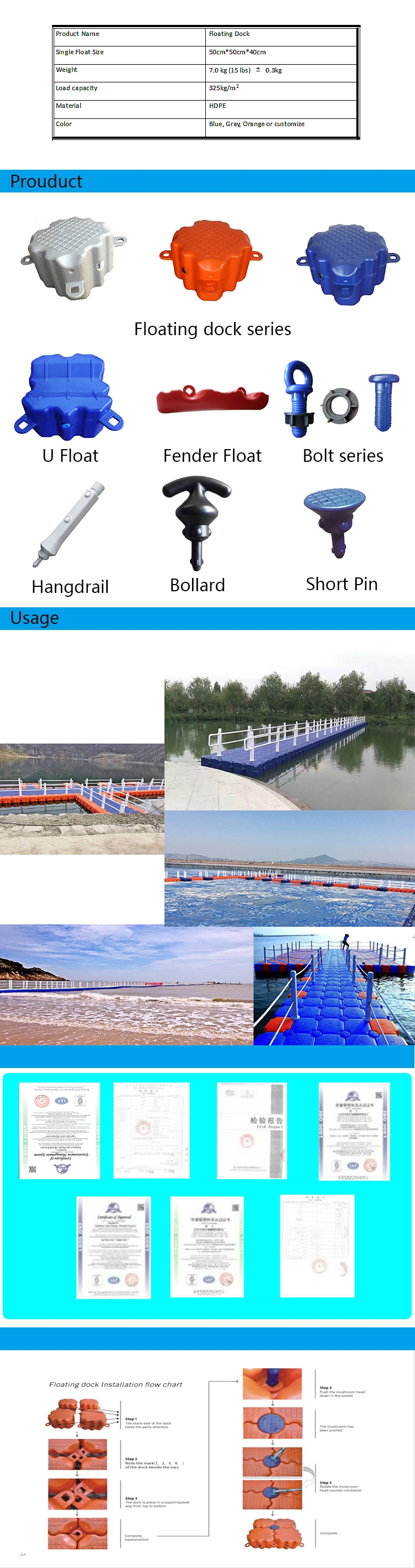 2020 New HDPE Floating Pontoon Dock for Seadoo Jet Ski