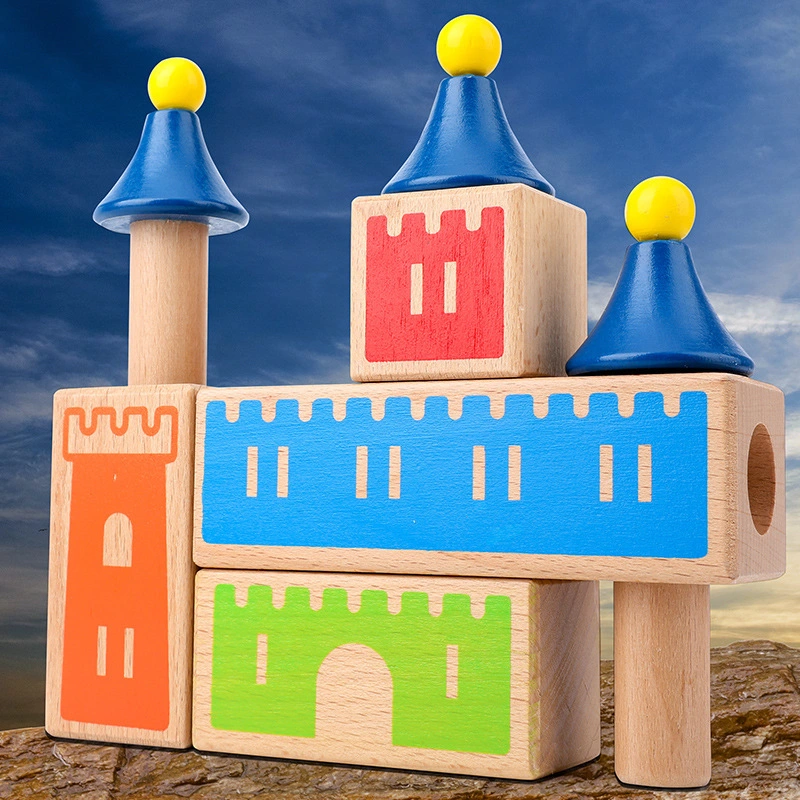 Kids Wooden Educational Toy Funny Colorful Building Blocks Intelligent Table Game Castle Building Blocks