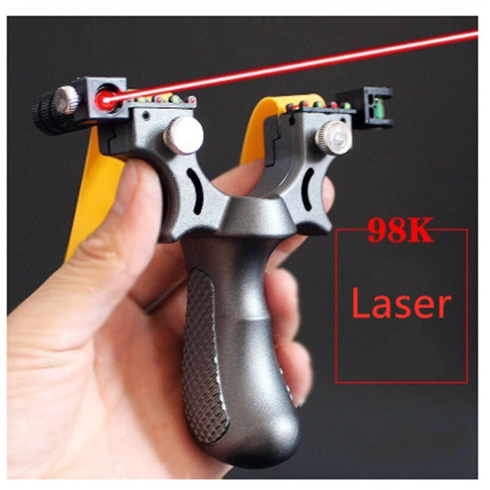 Precision Resin Slingshot Catapult with Flat Rubber Band Outdoor Hunting Shooting Slingshot Laser Aiming Slingshot Bow