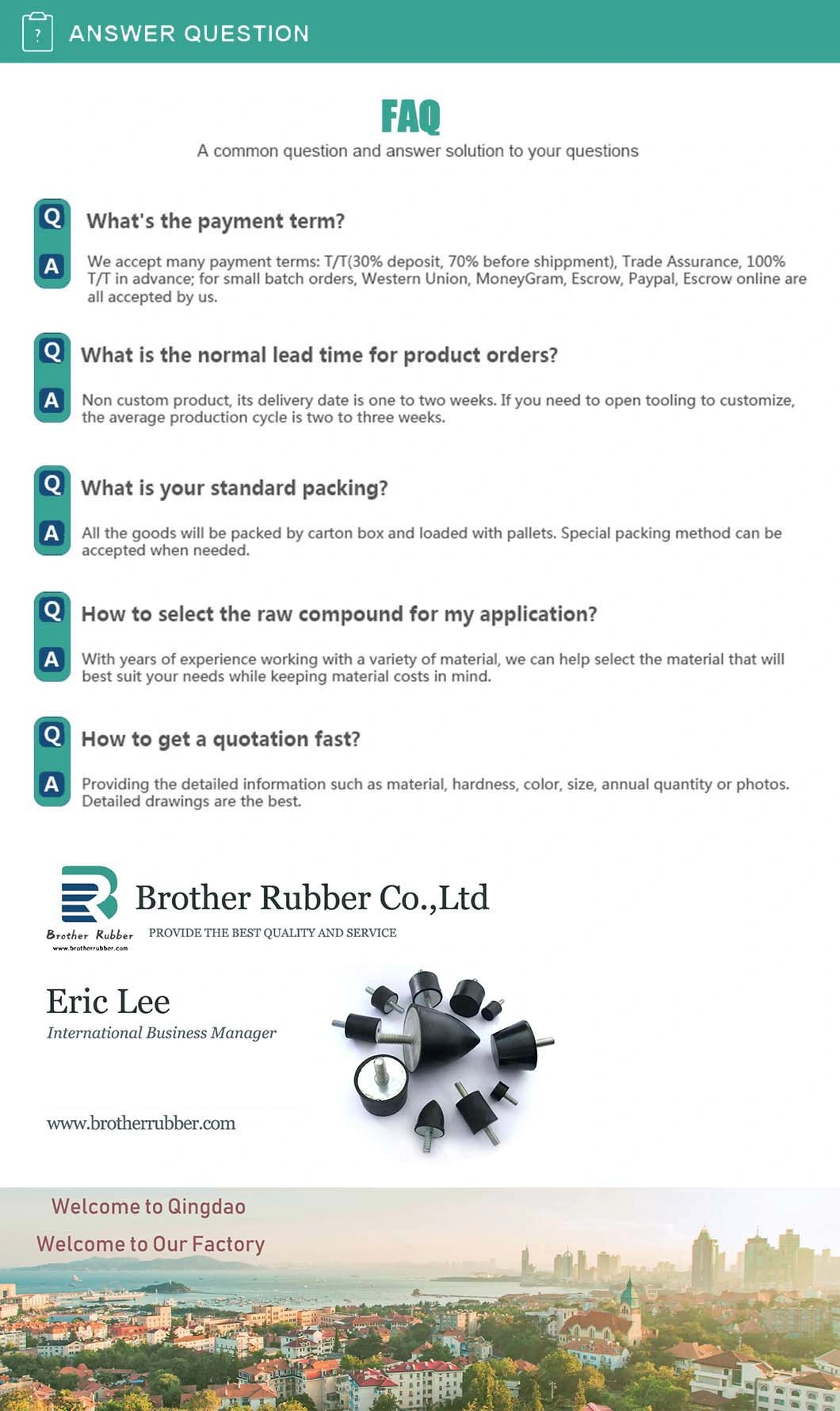SGS Rubber Buffer / RoHS Rubber Bumper / Factory Manufactures Rubber Shock Absorber