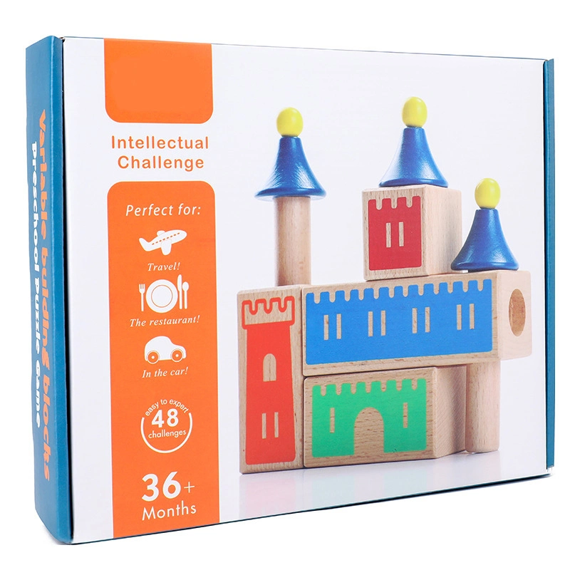 Kids Wooden Educational Toy Funny Colorful Building Blocks Intelligent Table Game Castle Building Blocks