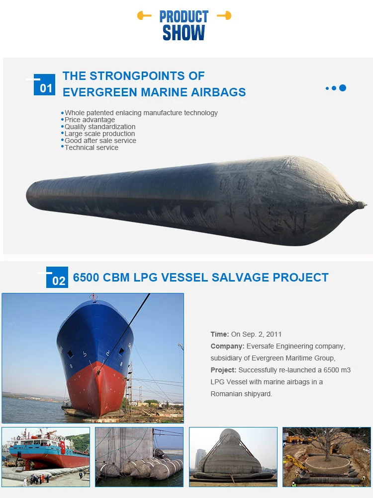 Evergreen Maritime Marine Rubber Airbag Ship Launching/Salvage Airbag