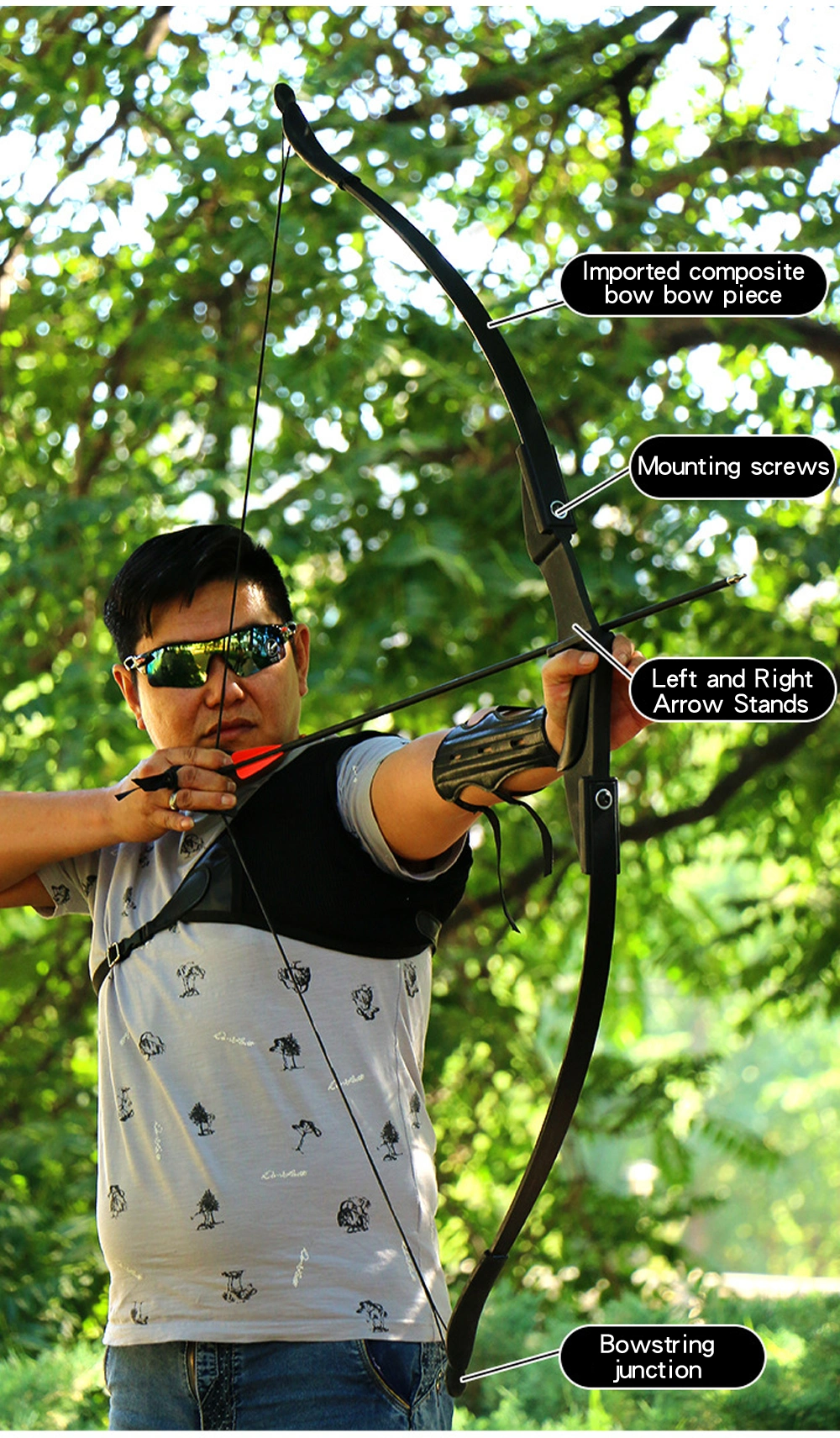 30/40lbs Archery Recurve Bow Hunting Bow and Arrow Equipment Outdoor Sports Shooting Game
