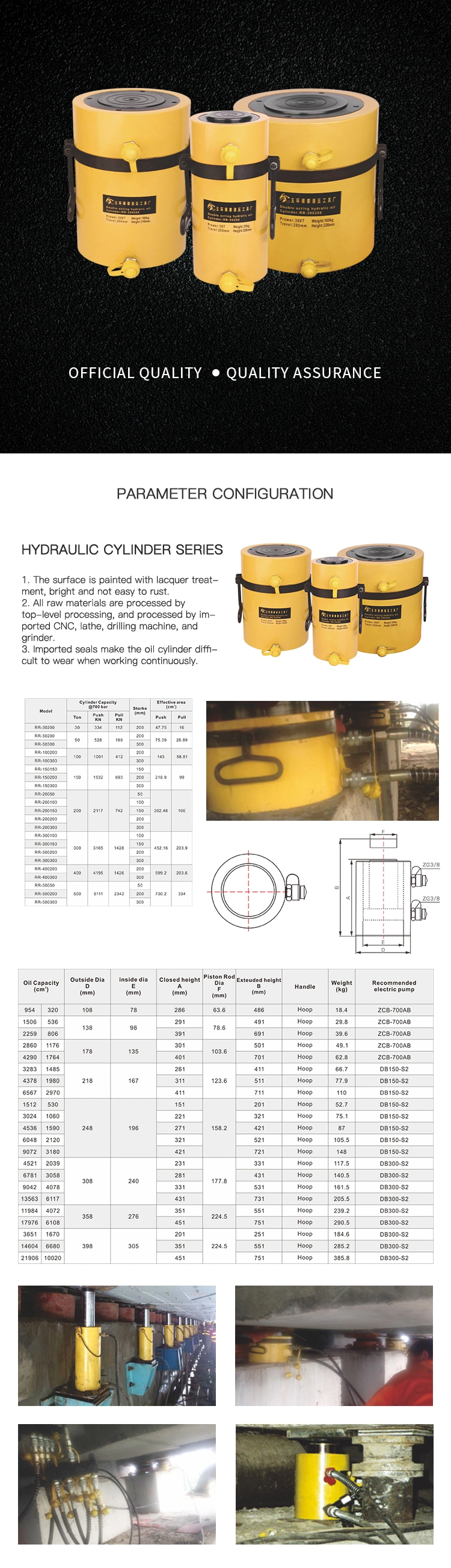 30t Heavy Duty Double Acting Hydraulic Cylinder (RR-30200)