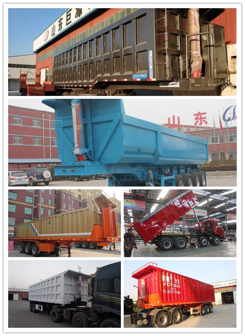 3axles 50ton Hyva Hydraulic Cylinder Sand Cargo Transport Dump Truck/Tipper Semi-Trailer