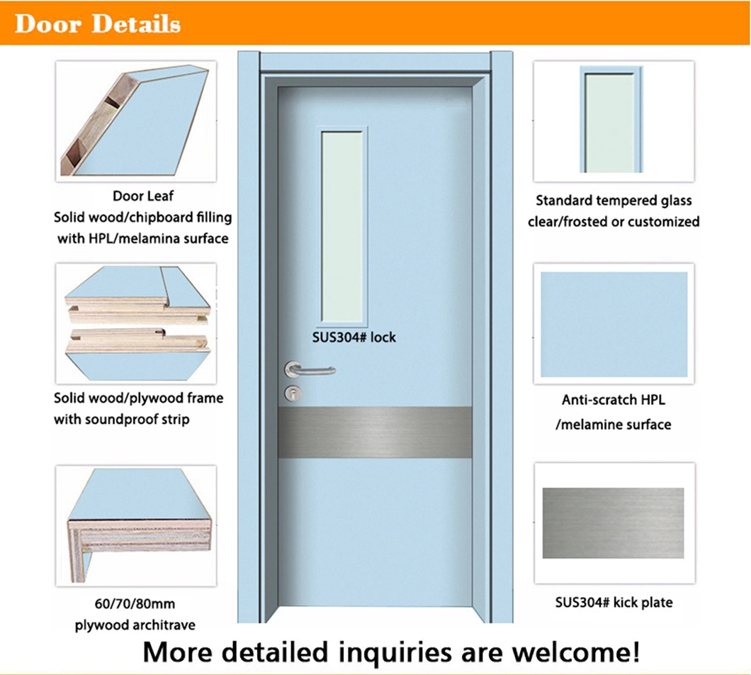 HPL Manual Open Hospital Door Made in China HPL Hospital Door Interior Door