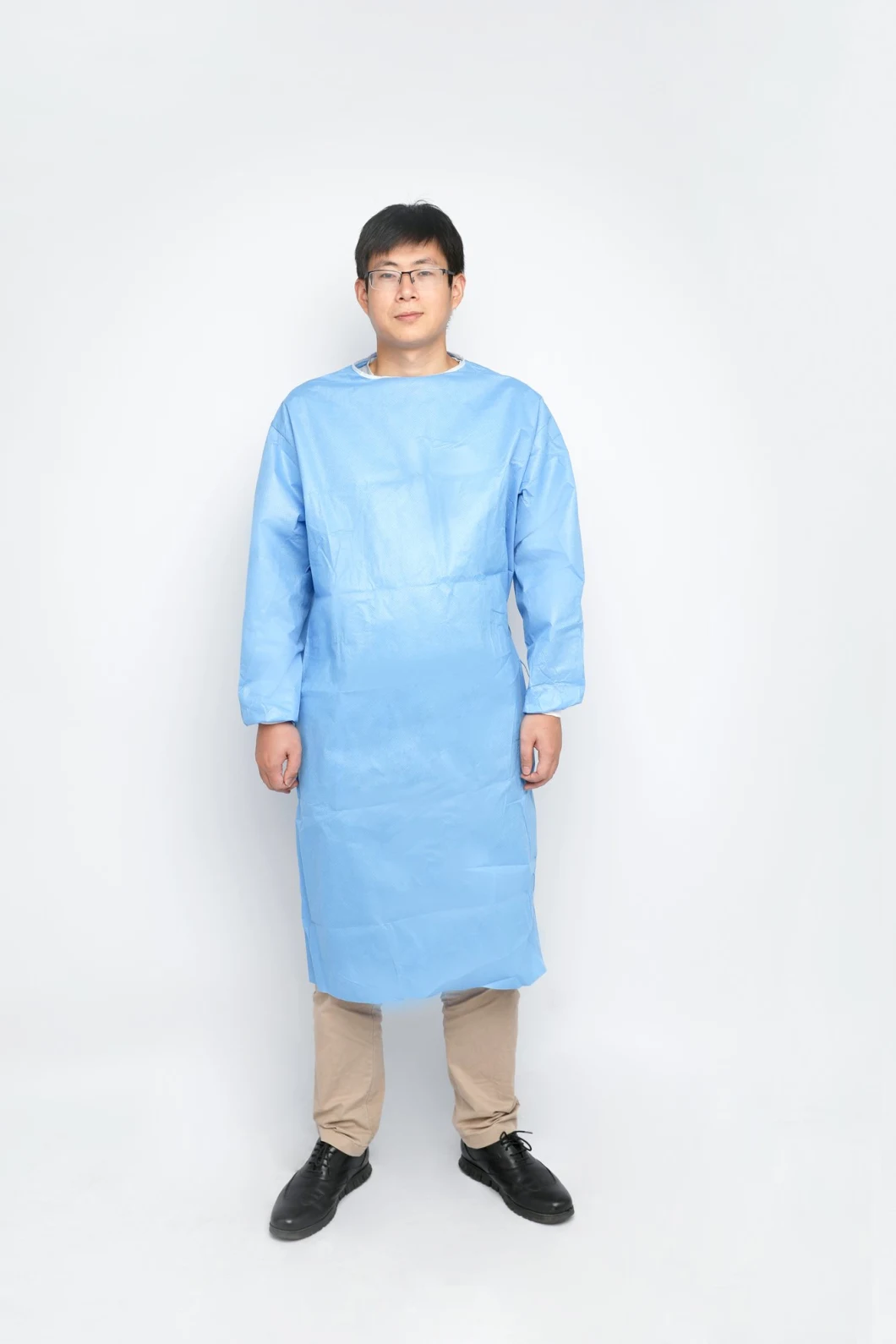 Disposable Operation Theatre Surgical Nonwoven SMS Gown with Knitted Cuff FDA Certification AAMI Level 2