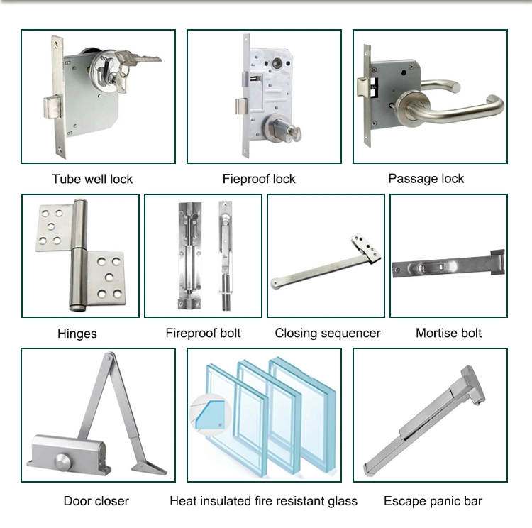 High Quality Fireproof Steel Door Hospital School Fire Rated Double Door