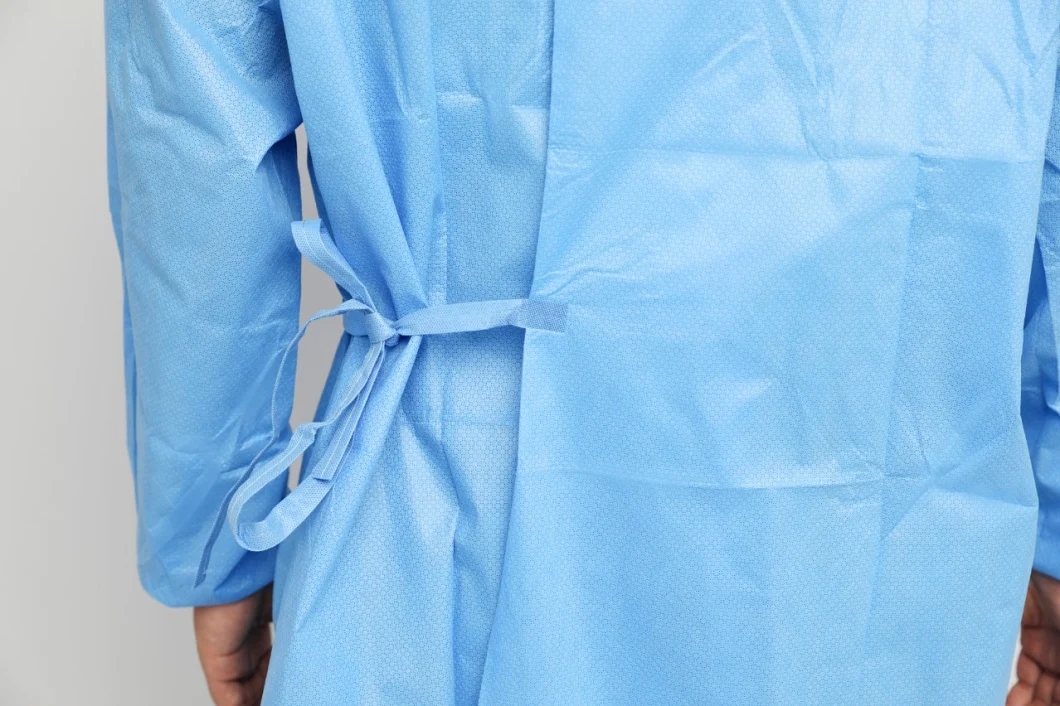 Disposable Operation Theatre Surgical Nonwoven SMS Gown with Knitted Cuff FDA Certification AAMI Level 2
