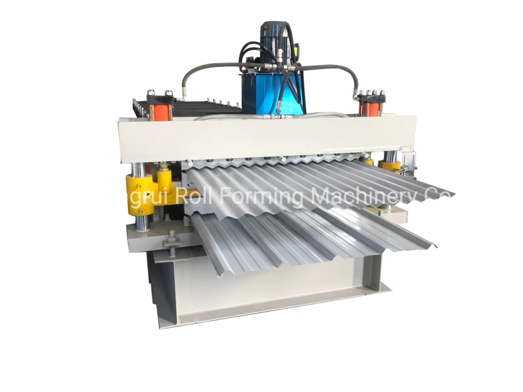 Double Layer Metal Corrugated and Trapezoidal Tile Roof Panel Roll Forming Machine Made in China