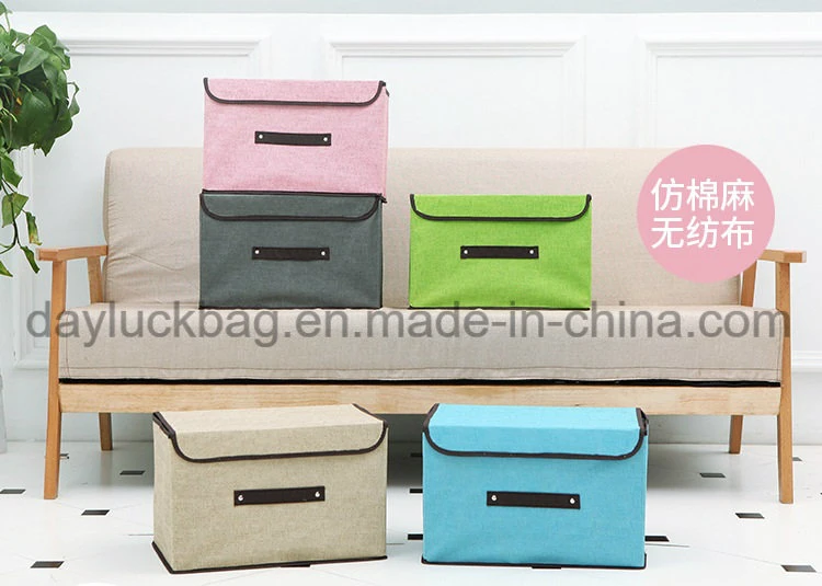 Portable Household Container Storage Box Bin with Handles for Bedroom, Closet, Toys