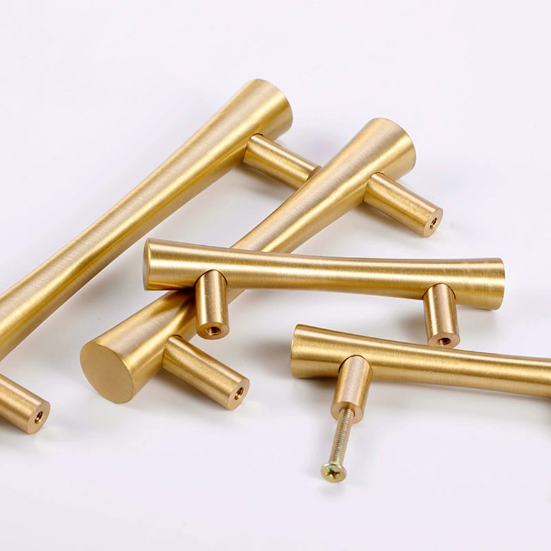 Brass Gold Cabinet Handles T Bar Kitchen Door Knobs Drawer Handles Cylinder Wardrobe Handle Dresser Pulls