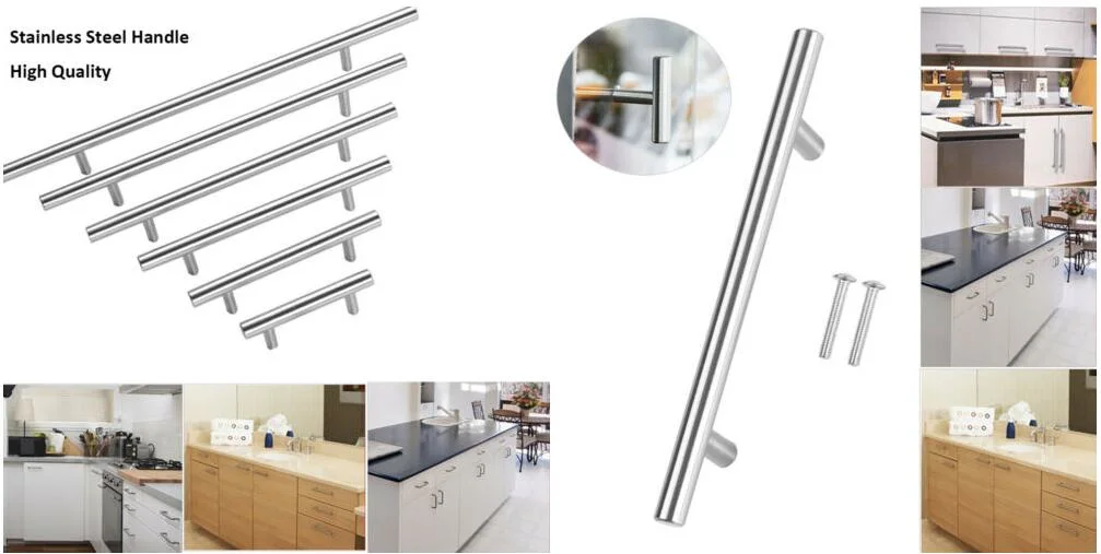 Brushed Steel T Bar Handles for Kitchen/Cabinet/Door/Cupboard/Drawer/Bedroom
