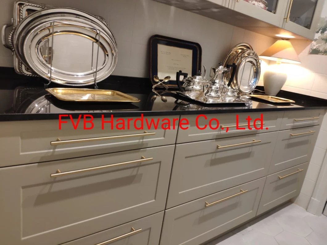 Luxuy Brushed Brass Gold Wardrobe Door Cabinet Drawer Pull Handles for Furniture Hardware