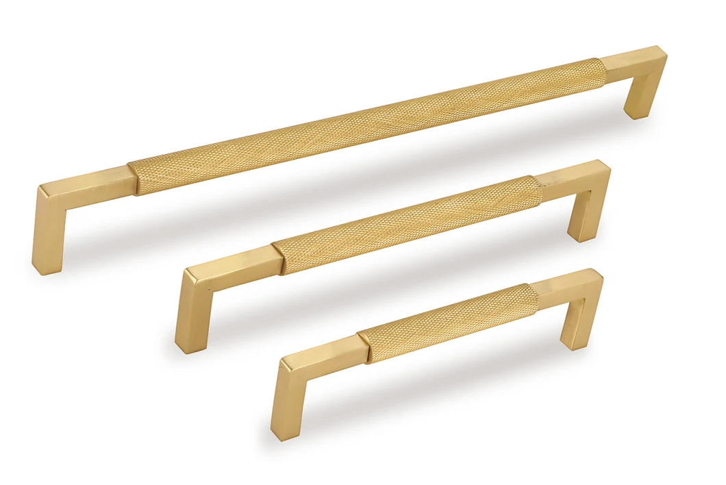 Solid Brass Gold, Furniture Cabinet Fittings Hardware Knurled Door and Drawer Bar Handles
