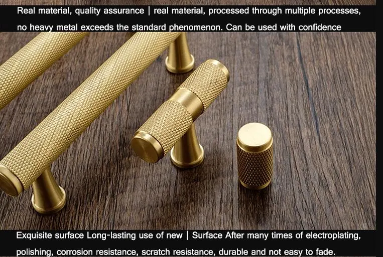 T-Shaped Solid Brass Knurled Cabinet Handle for Amazon