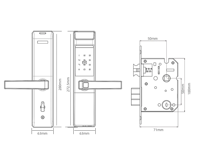 Electronic Key Digital Deadbolt Door Code Handle Lock Bt APP Smart Home Door Lock WiFi