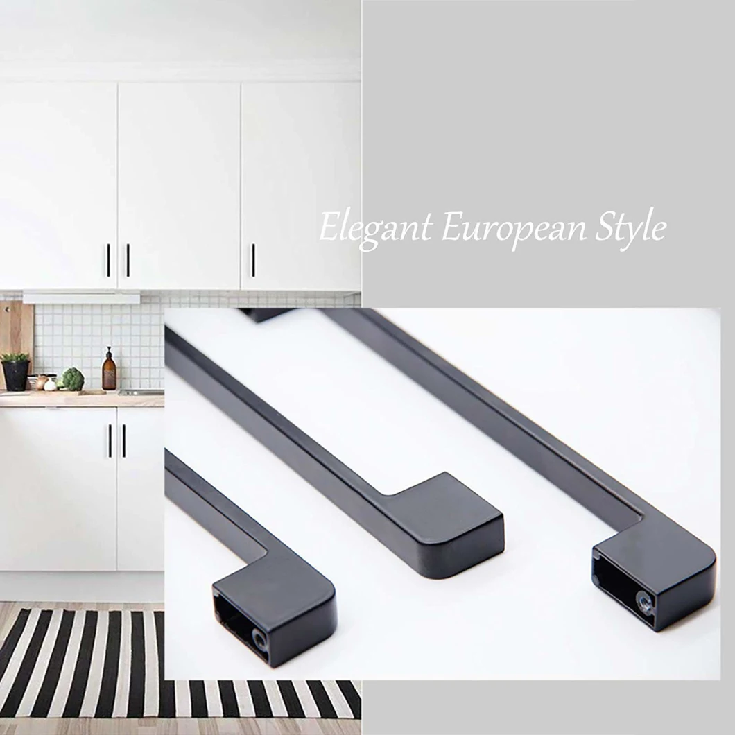Black Cabinet Handle Pull, 160mm Hole Center, 25 Pack Modern Kitchen Cabinet Hardware& Furniture Handle Pull, Zinc Alloy