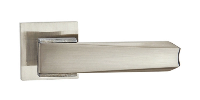 Top Quality Knurled Design Solid Brass Matt Black Door Lever Handle with Interior Rosette