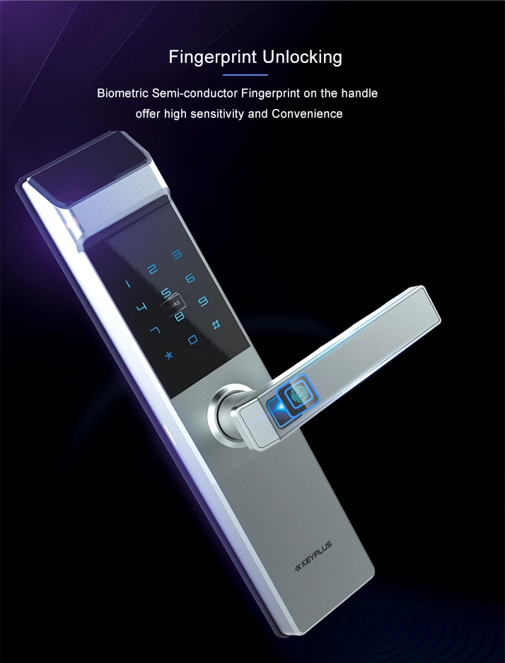 Top Hidden Key Hole Biometric Fingerprint Smart Door Handle Lock for Door