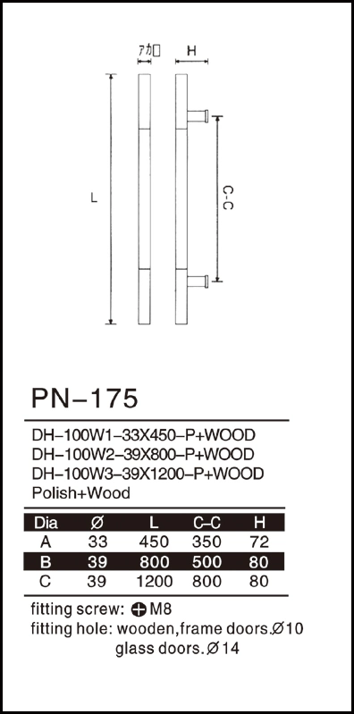 Round Tubular Stainless Steel Pull Handle Frame Door Hardware Accessories Door Handles Without Lock (PN-175)