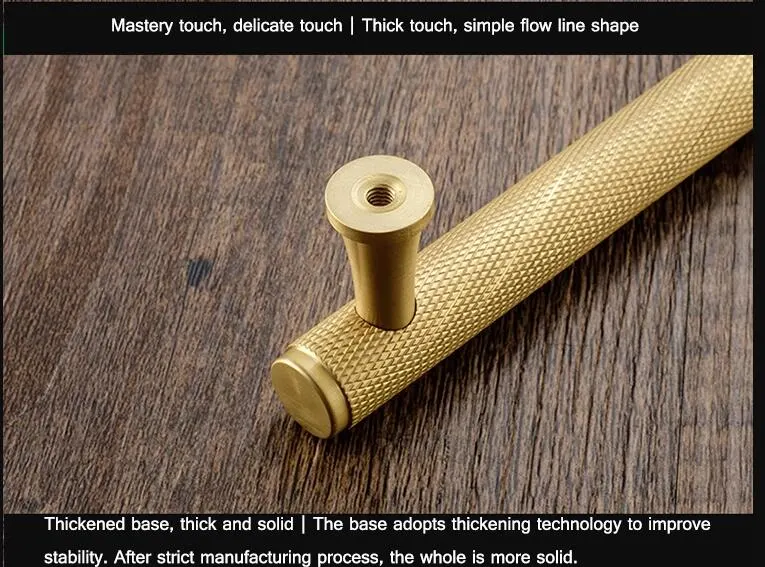 T-Shaped Solid Brass Knurled Cabinet Handle for Amazon