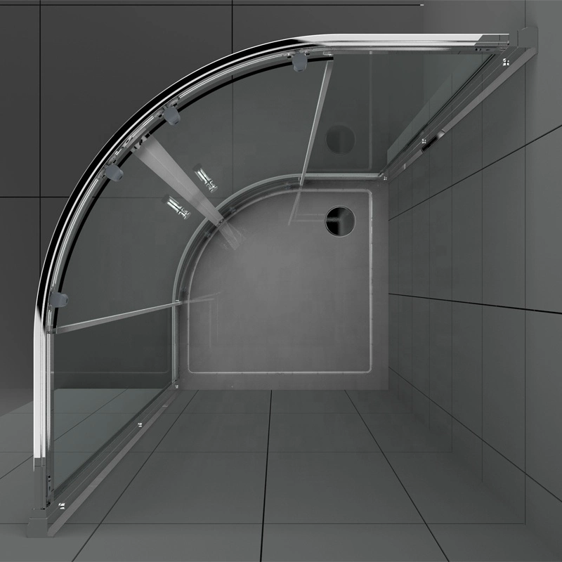 Quadrant Framed Grey Glass Shower Enclosure Sliding Door Simple Shower Room