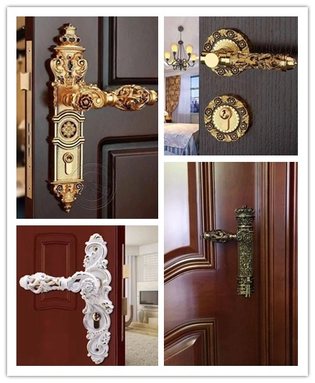 Antique Zinc Alloy Gold Decorative Hotel Door Lock Handles