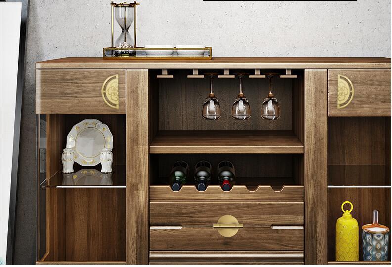 New Chinese Nordic Modern Simple Wine Cabinet Drawer Chest Door to Door Full Brass Handle