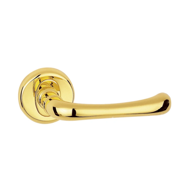 Door Locks Hardware Zinc Alloy Aluminum Alloy Polished Brass on Rosette Door Lock Pull Lever Handle