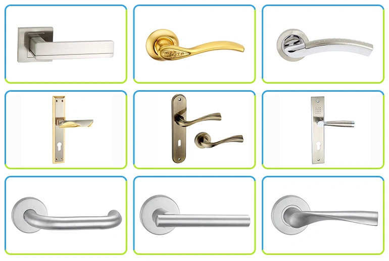 Door Locks Hardware Zinc Alloy Aluminum Alloy Polished Brass on Rosette Door Lock Pull Lever Handle