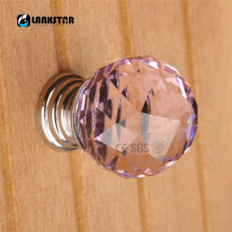 in Brass K9 Purple Crystal Handles Fittings for Furniture Jewelry Box Kids Room Door Pull Knobs