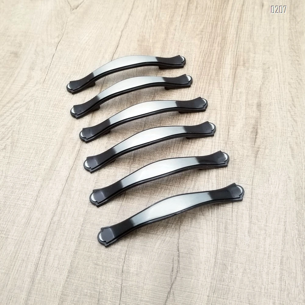 Wire Drawing Black Cabinet Pulls 131mm Length, 6 Pack Modern Kitchen Cabinet Handles Hardware Cupboard Handles Zinc Alloy Drawer Handles for Kitchen Cabinet and