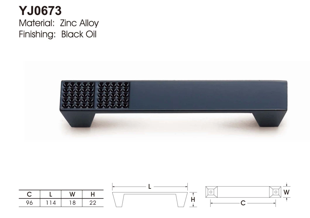 Black 96mm Zinc Handle for Kitchen Wardrobe Dresser Cabinet Drawer