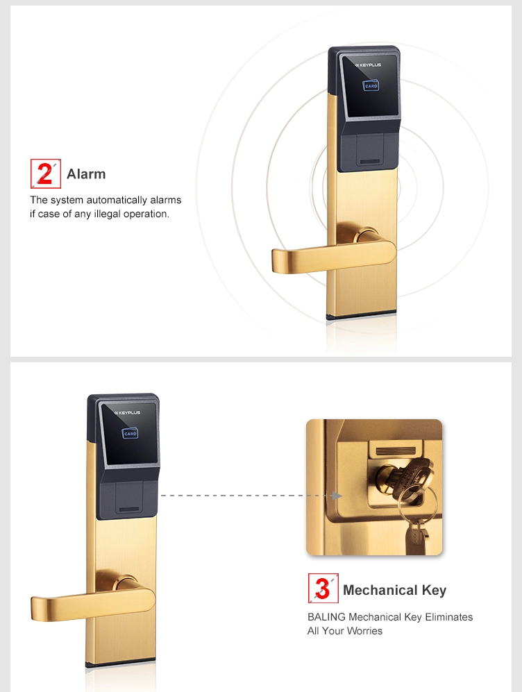 Kaba Key Cylinder Security Stainless Steel Door Handle Mortise Electronic Smart Key Card Hotel Door Lock